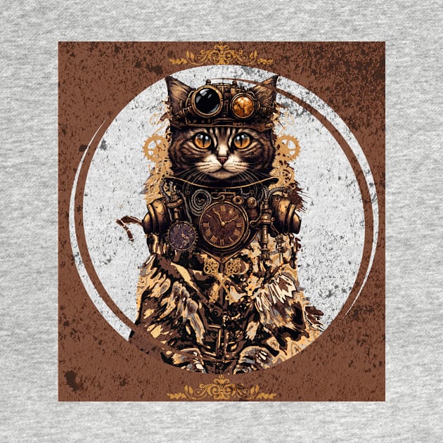 Steampunk Cat Portrait by Junomoon23